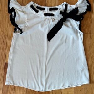 Elegant White and Black Women's Blouse by Voy